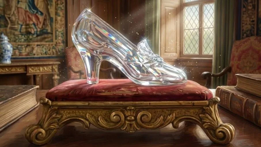 Cinderella's magical glass slipper at the palace