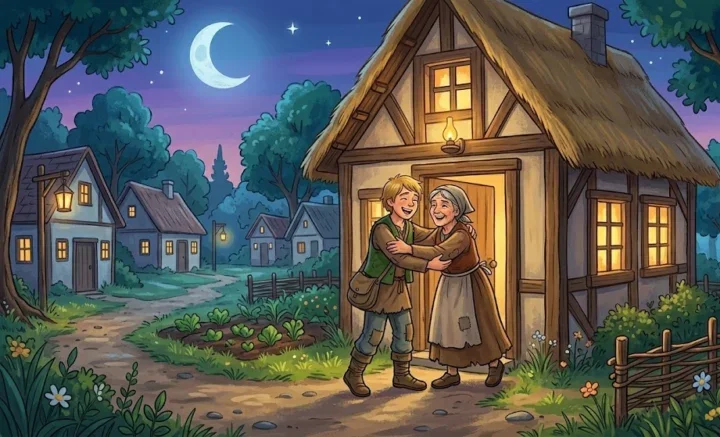 Hans comes home with nothing but his happiness