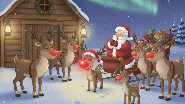 Santa and Rudolph the reindeer