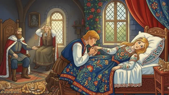 The prince's arrival and the magical kiss