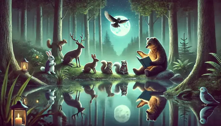 Bear's magical adventure by the glittering lake