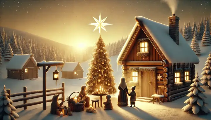 A golden star among the gifts in the basket