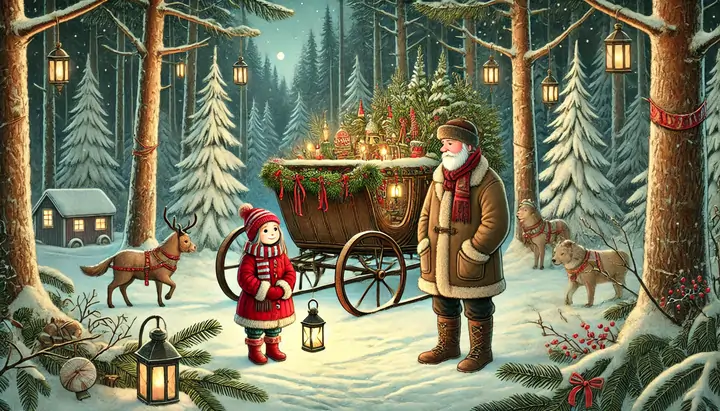 The decorated sled they found in the forest clearing