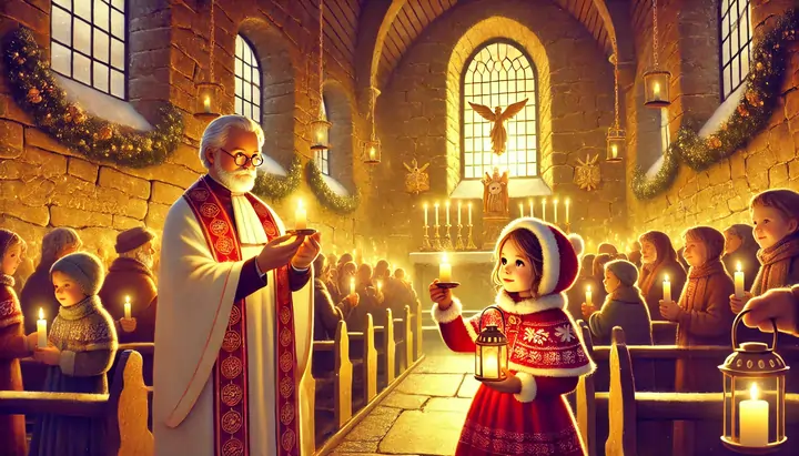 The candles by the altar