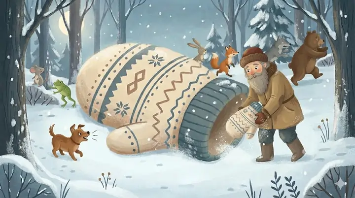 All the animals run out of the mitten