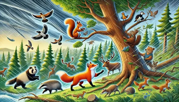 The Squirrel and the Fox in the Storm